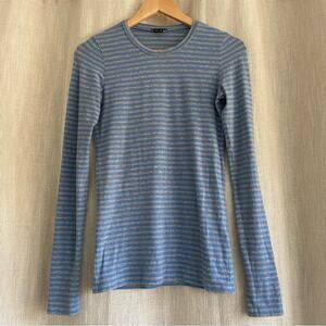 Theory Jackson Long Sleeve Shirt Blue Grey Striped Small